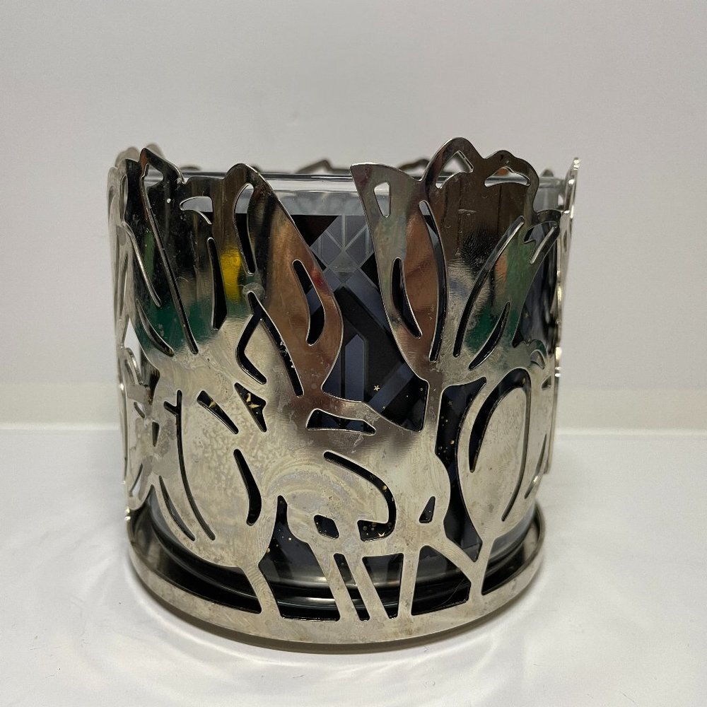 Bath & Body Works Silver Metal Tulip Flower Spring Easter Candle Holder 3-Wick